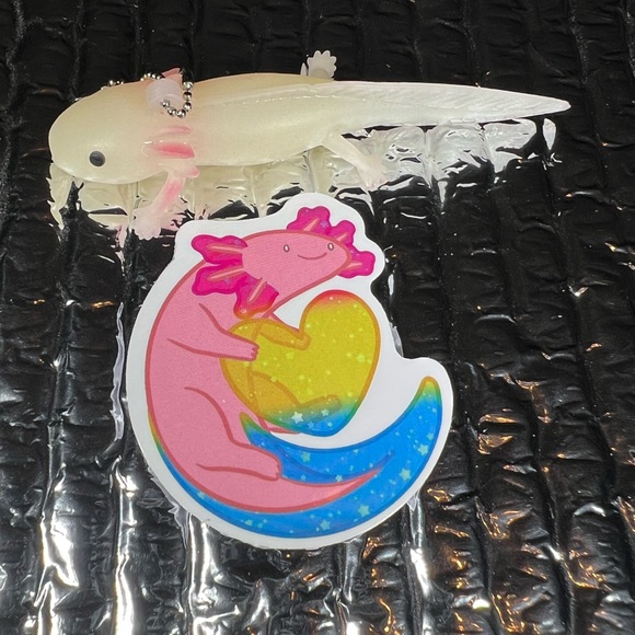 RAINBOWalotl Axolotl Crazy Trending WaterProof Single Decor Accent Sticker - Picture 3 of 4